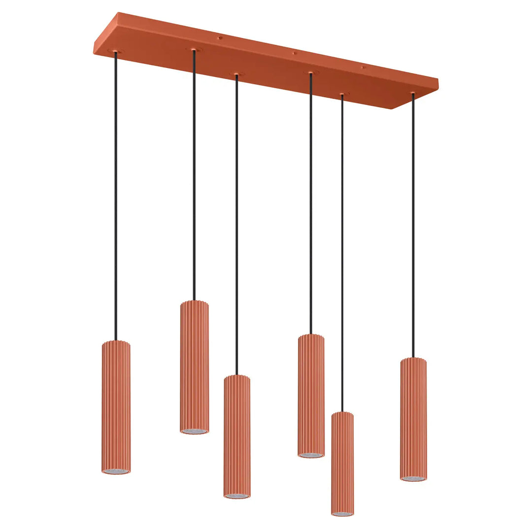 Suspension six tubes IVAR ocre rouge vue d'ensemble