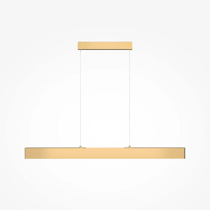 Suspension led gold finition linéaire avec design minimaliste et cordons fins adaptée d’une table moderne