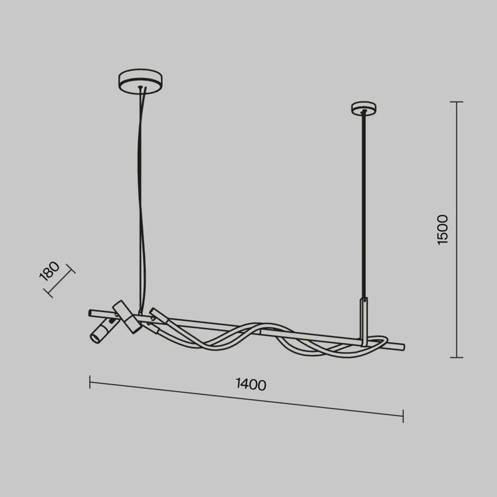 Suspension led tau avec tiges métalliques entrelacées en acier noir pour éclairage moderne au-dessus d’une table