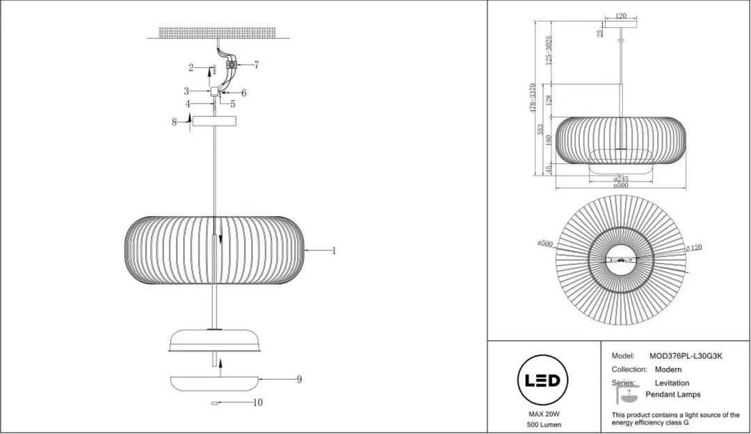 Suspension luminaire levitation cage dorée en trois tailles avec design cylindrique cannelé en métal minimaliste