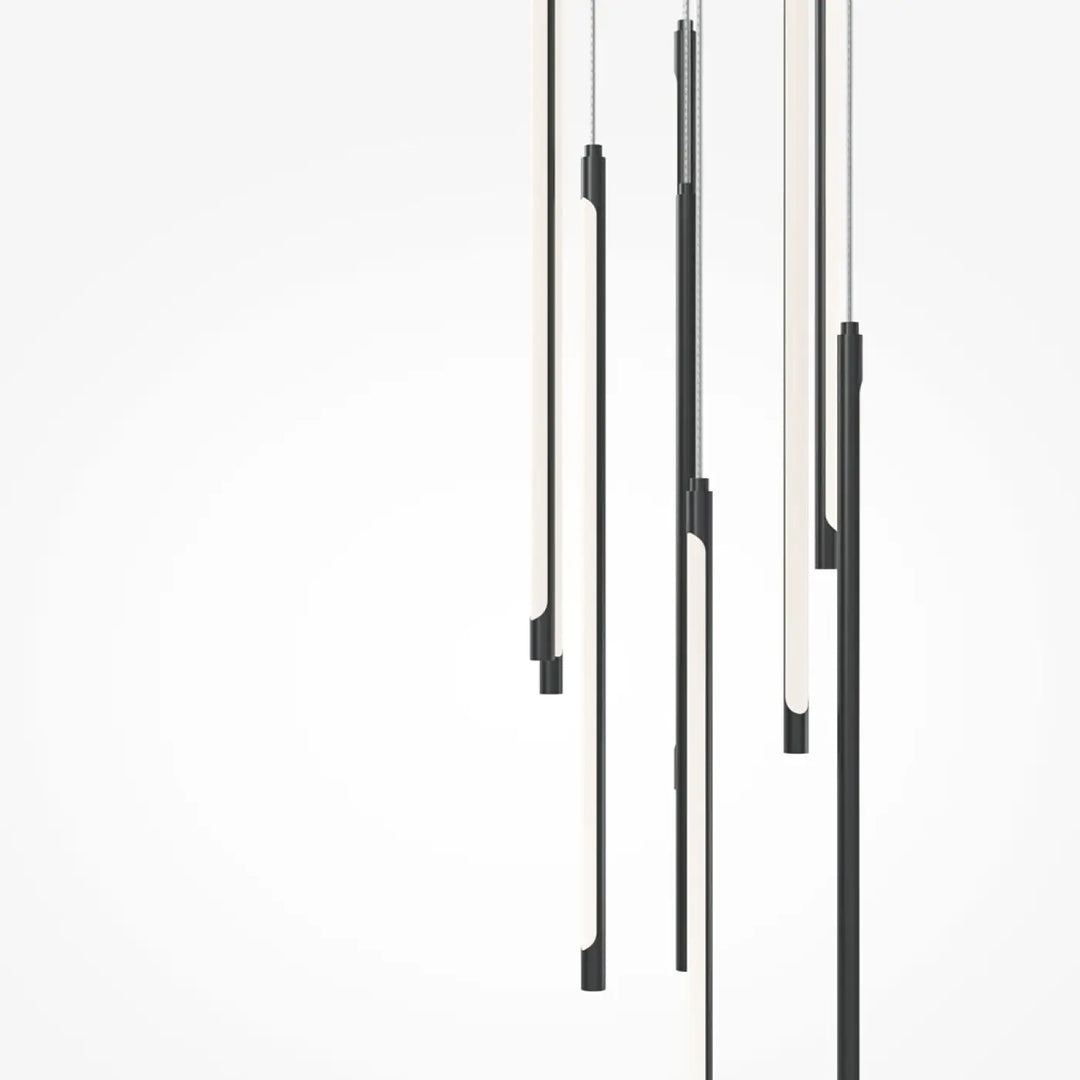 Suspension light stick modern minimalist en métal noir avec tubes led blancs lumineux pour un éclairage design