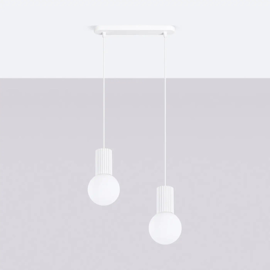 Suspension Luminaire blanc éteinte, vue rapprochée