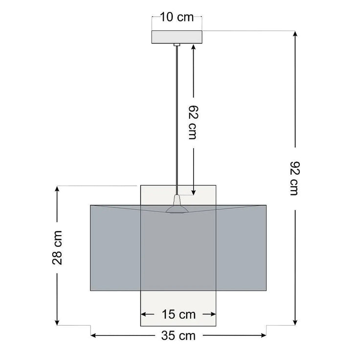 Suspension luminaire twin marron clair avec double abat-jour rectangulaire moderne en métal et abat en gris sleek