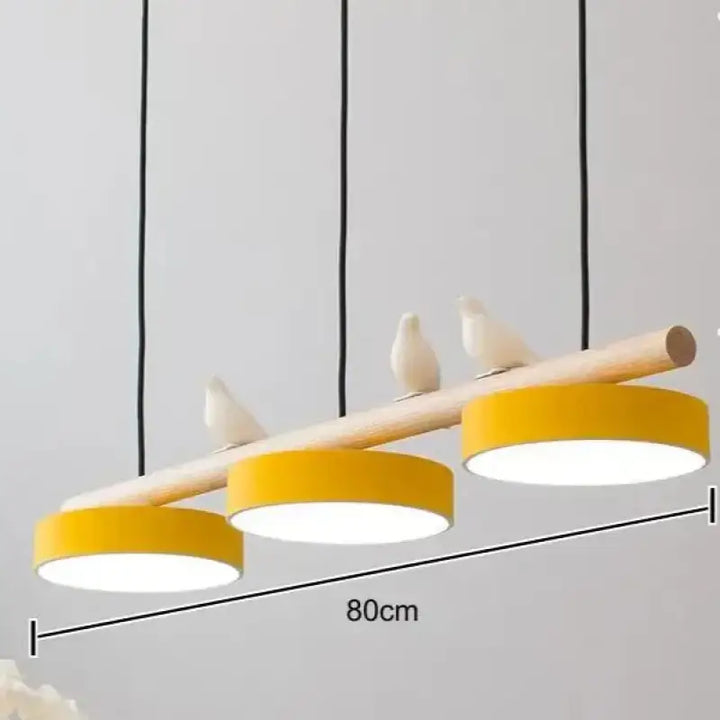 Suspension Linéaire Bois Et Métal À 3 Disques Led Modernes