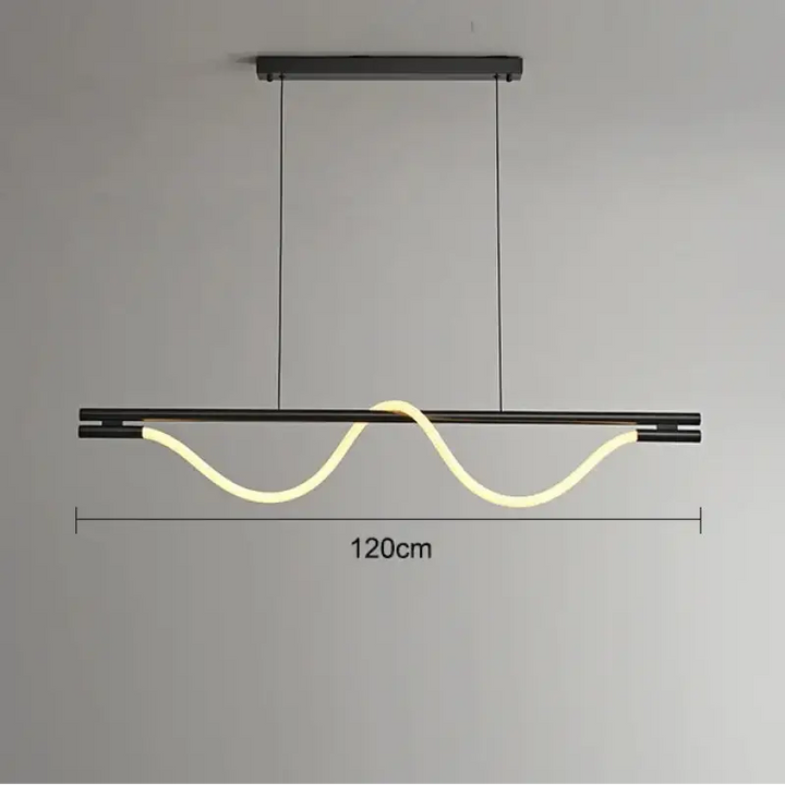 Suspension led design moderne ondulée noire style élégant