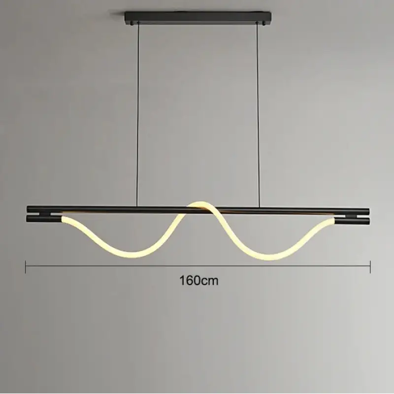 Suspension led design moderne ondulée noire style élégant