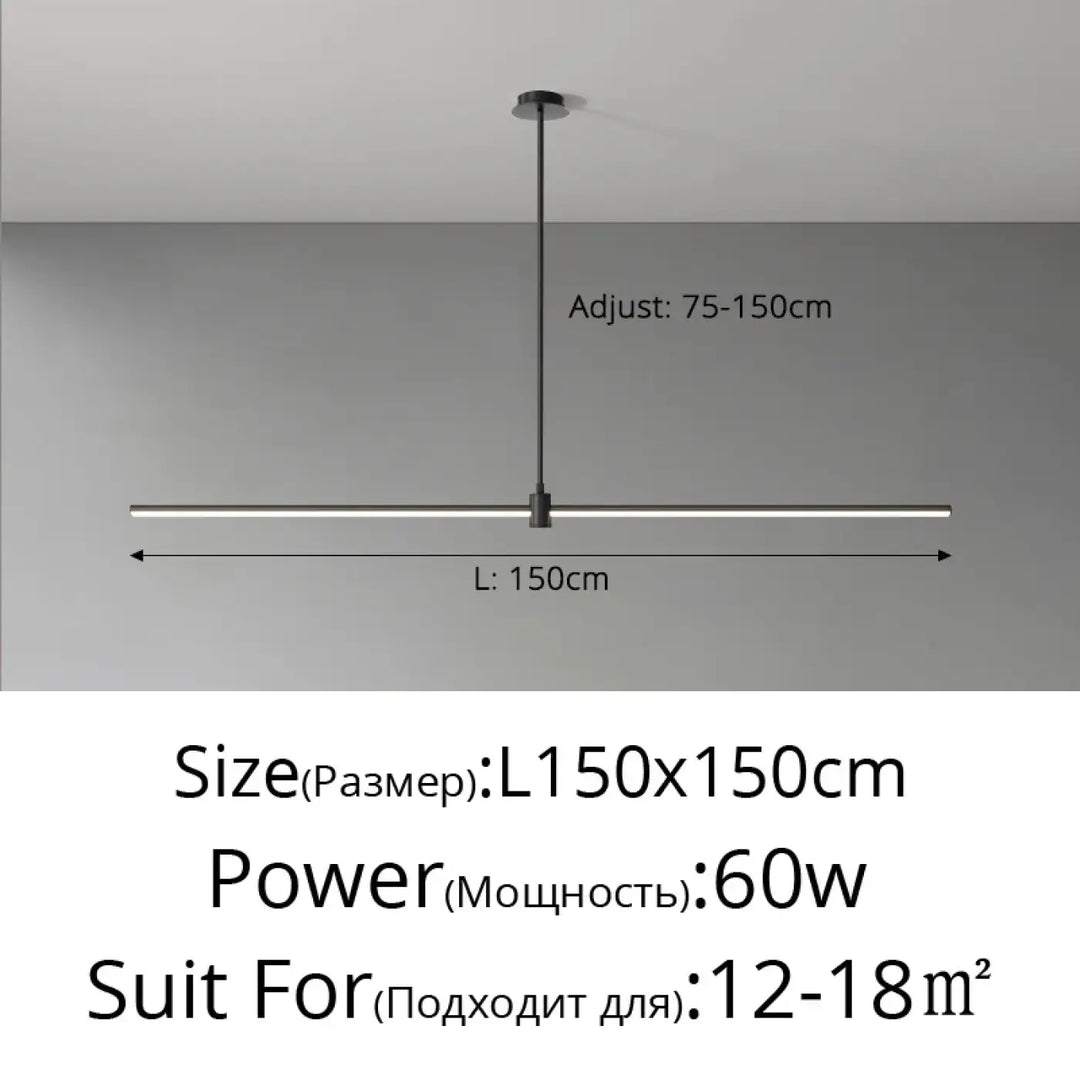 Suspension linéaire style minimaliste noir blanc chic