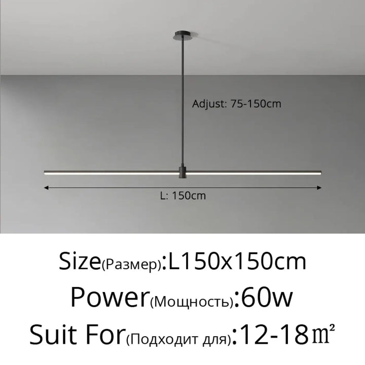 Suspension linéaire style minimaliste noir blanc chic