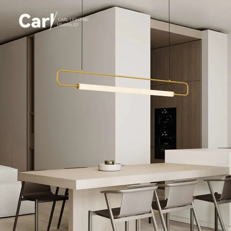 Suspension linéaire LED dorée minimaliste moderne

