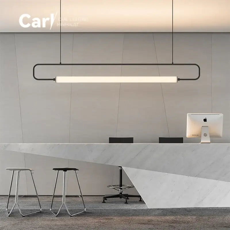 Suspension linéaire LED dorée minimaliste moderne
