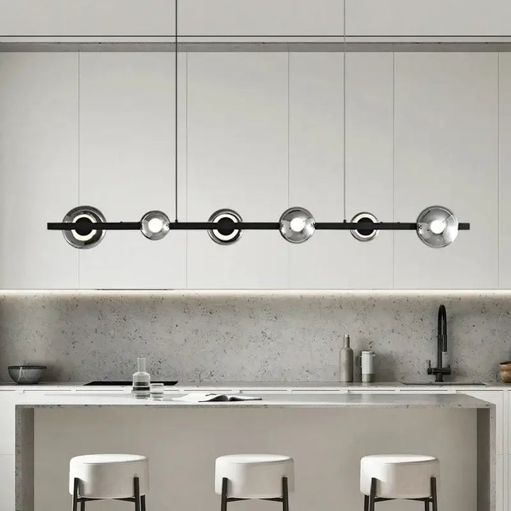 Suspension Linéaire Moderne Noir et Or Éclairage Contemporain