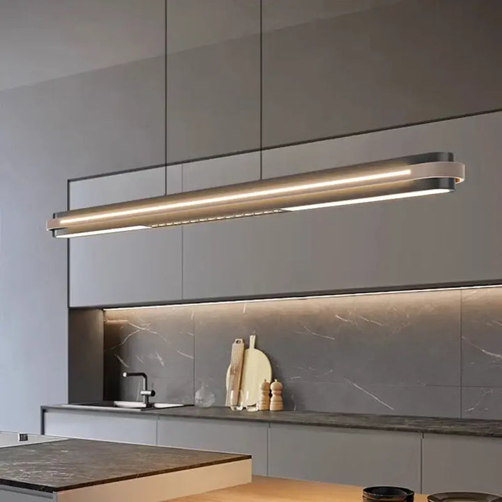 Suspension linéaire noire moderne pour salle à manger