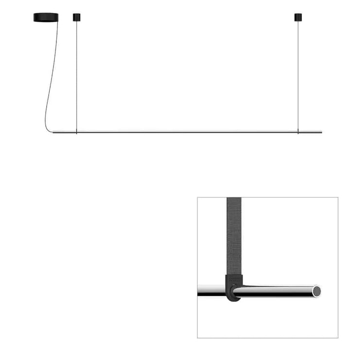 Suspension T.O 1 barre, finition chromée mate, sangles graphite