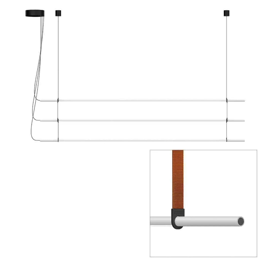 Suspension T.O 3 barres, finition gris clair mat, sangles orange