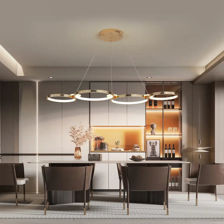 Suspension luminaire anneaux led pour intérieur chic et moderne