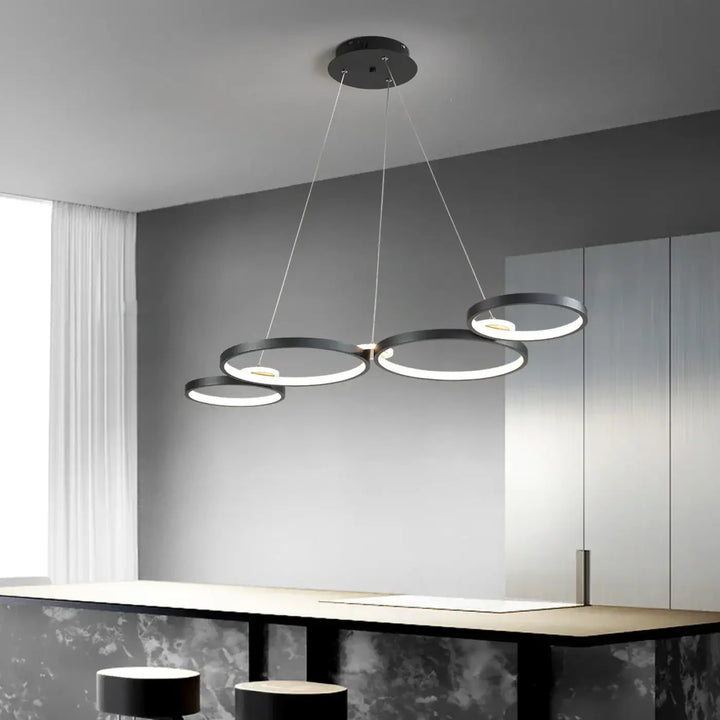Suspension luminaire anneaux led pour intérieur chic et moderne