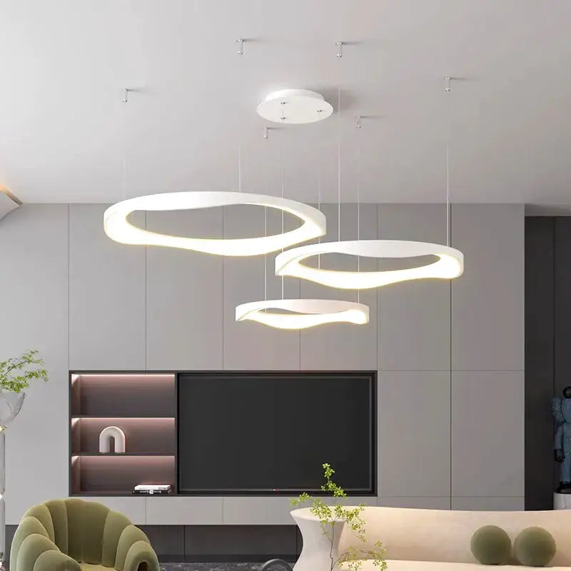 Suspension luminaire anneaux led style contemporain élégant