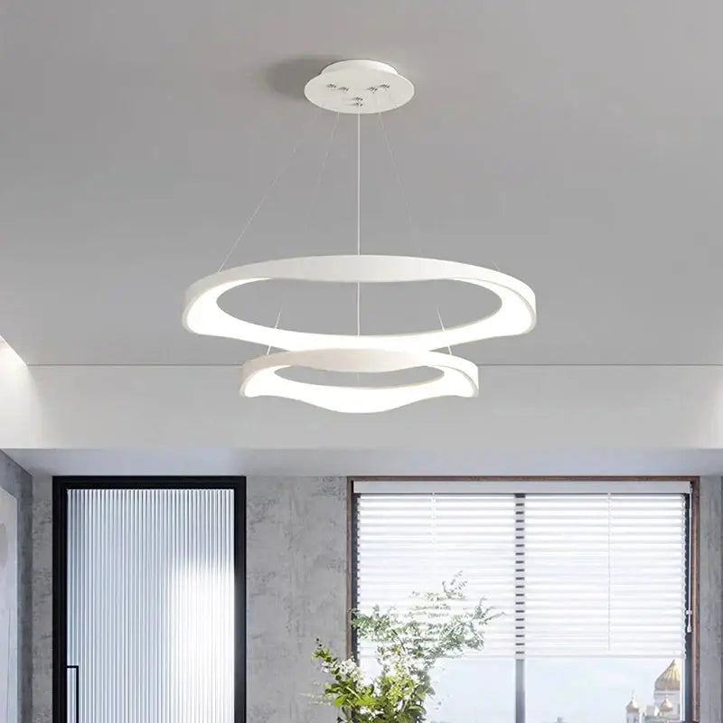 Suspension luminaire anneaux led style contemporain élégant