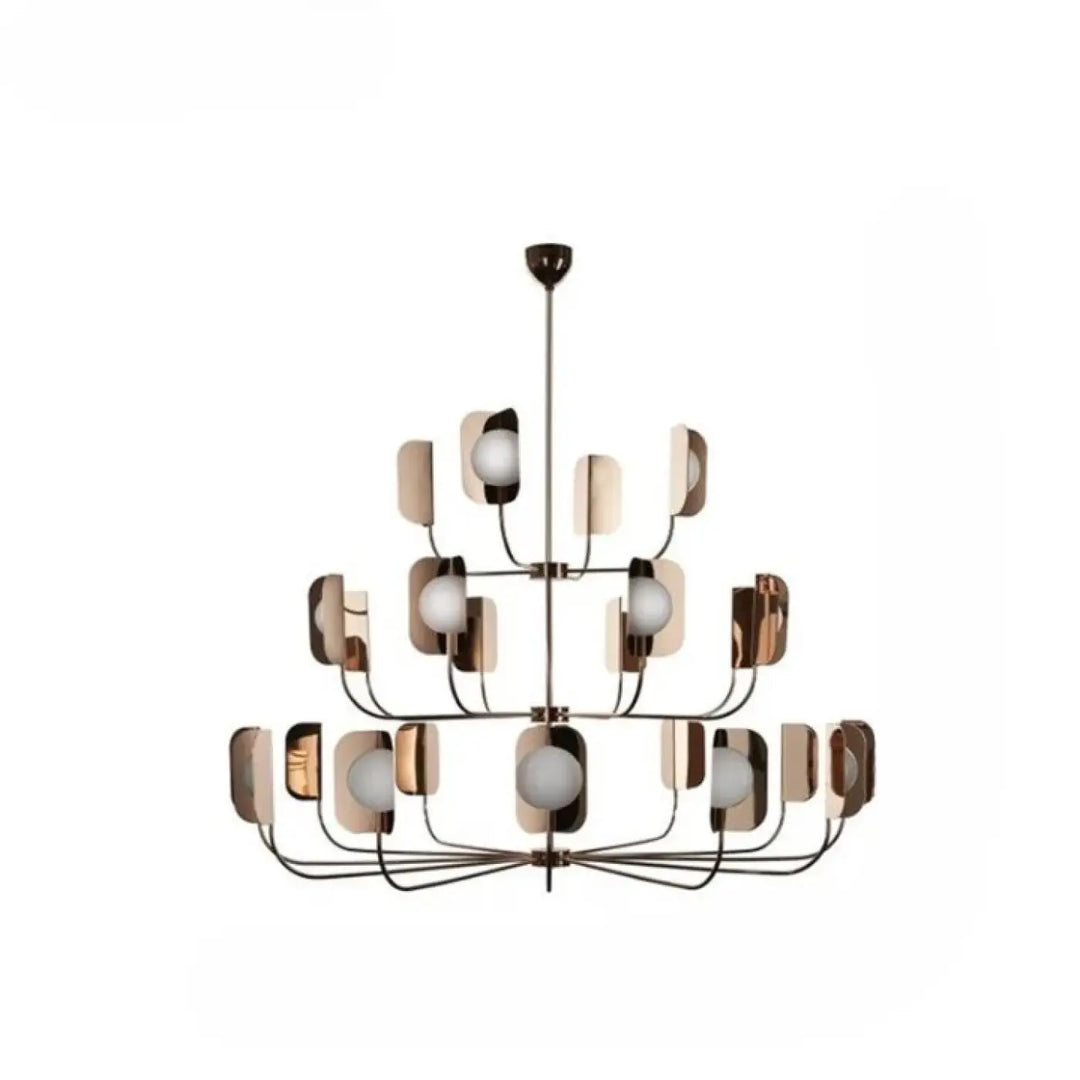 Suspension luminaire copra avec métal doré rose et globes opalins en verre givré pour un éclairage moderne