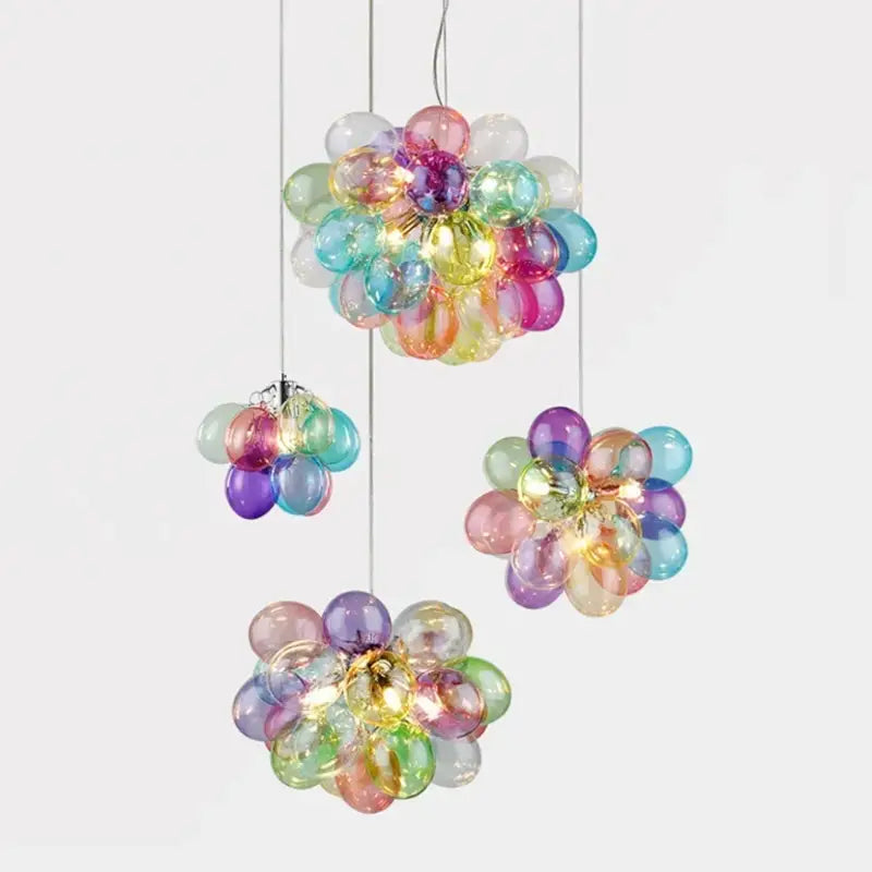 Suspension luminaire artistique en verre style multicolore