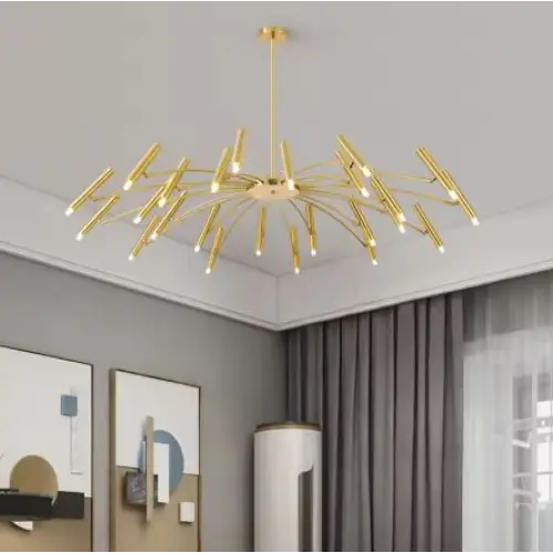 Suspension luminaire au style chandelier noir à 24 têtes LED amovibles

