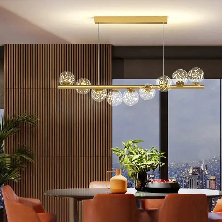 Suspension luminaire avec 9 boules LED pour salle à manger

