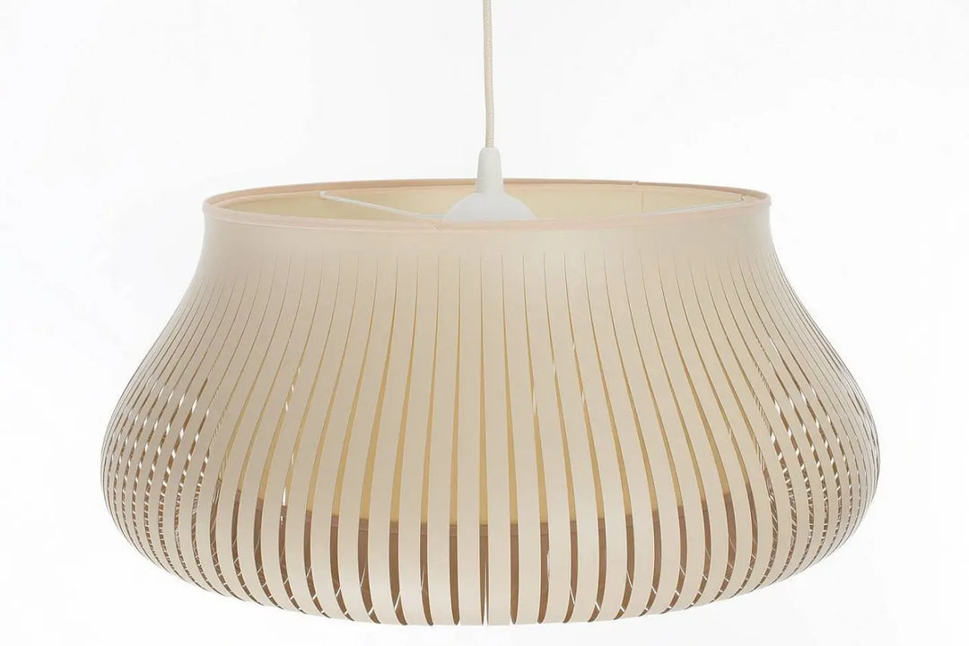 Beige suspension luminaire oblo en papier plissé avec cordon blanc offrant une lumière élégante