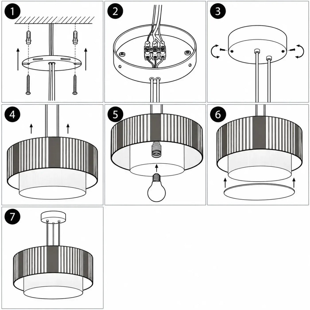 Suspension luminaire duo lami line beige ecru avec abat-jour cylindrique rayé en tissu beige pour décoration élégante