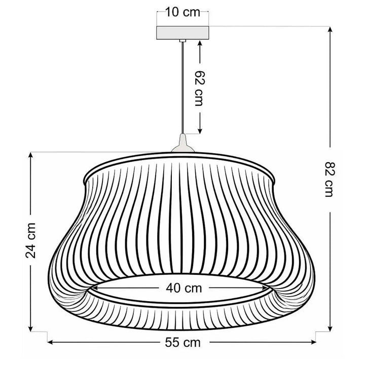 Suspension luminaire oblo blanc avec abat-jour en verre cannelé et suspension métallique moderne light