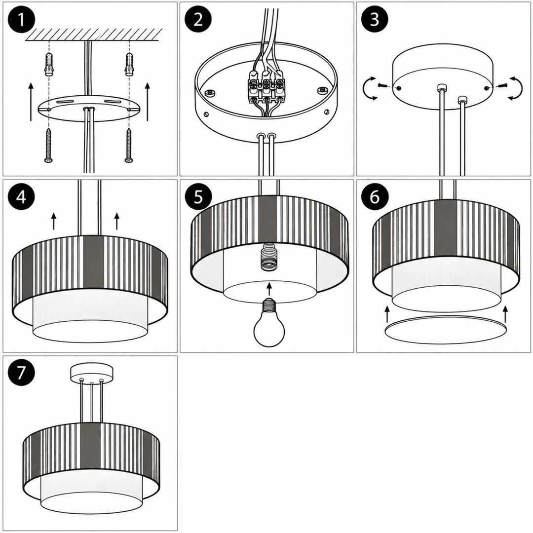 Suspension luminaire blanche duo lami line design ecru moderne avec abat-jour cylindrique rayé gris foncé et blanc aux nuances naturelles