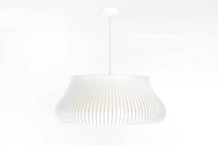 Suspension luminaire oblo blanc crème avec design cannelé minimaliste pour un éclairage élégant et contemporain
