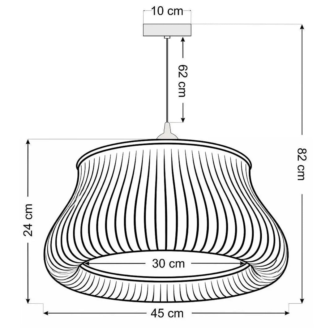 Suspension luminaire oblo blanc crème avec lumière moderne à design cannelé et finition métallique élégante