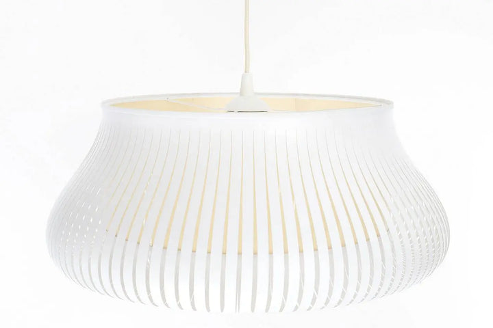 Suspension luminaire oblo en papier plissé blanc crème avec design minimaliste moderne pour une lumière élégante