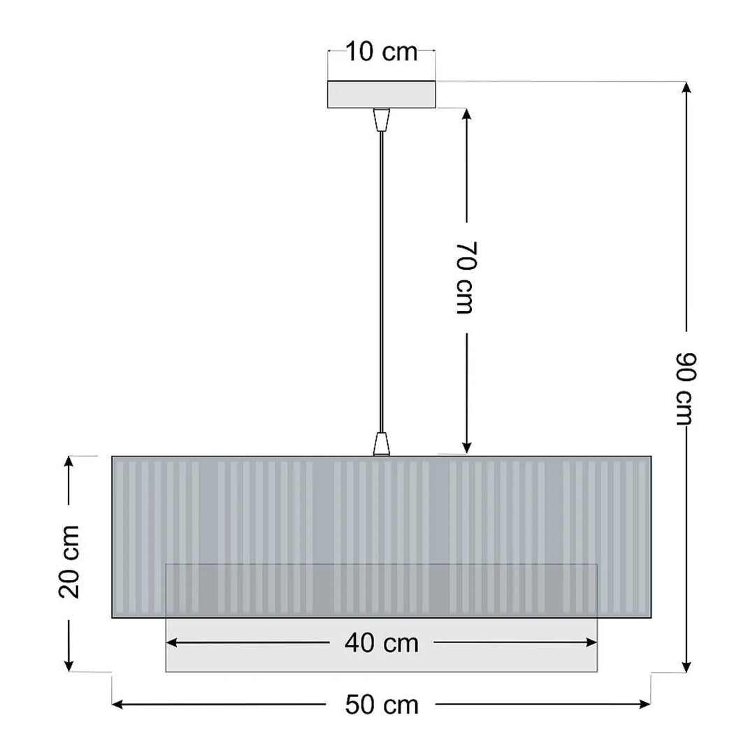 Suspension luminaire duo lami line avec abat-jour métallique gris côtelé et support plafond carré de 10 cm blanche