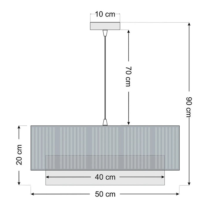 Suspension luminaire duo lami line avec abat-jour métallique gris côtelé et support plafond carré de 10 cm blanche