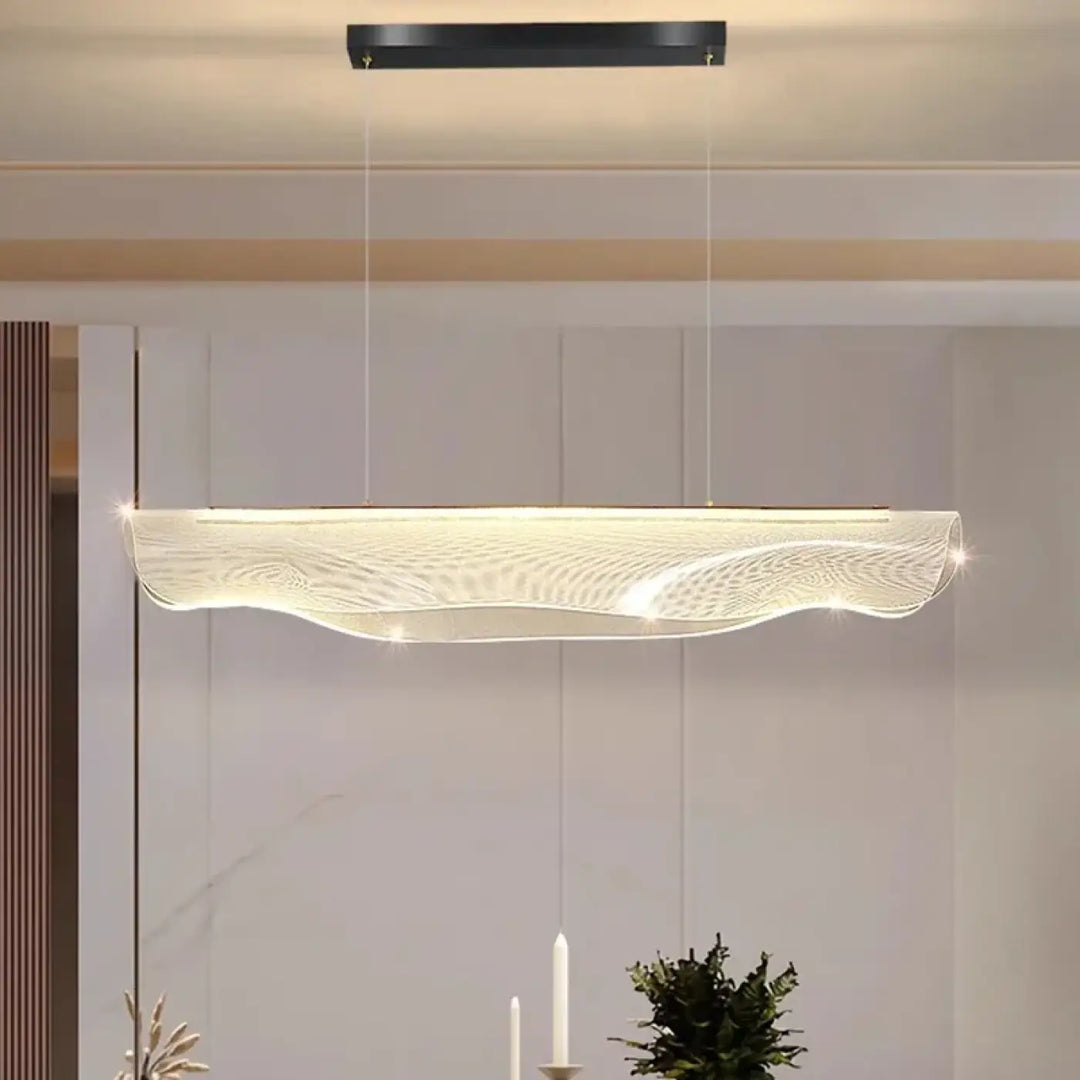 Suspension luminaire blanche LED avec un support noir ajustable

