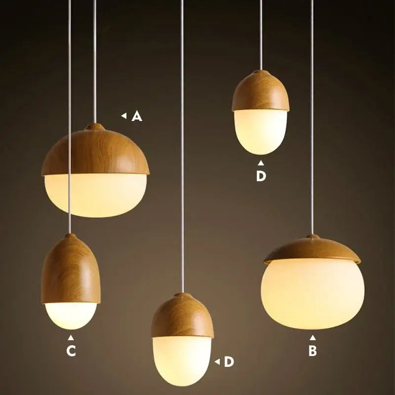 Suspension luminaire en bois avec lumière blanche au style naturel