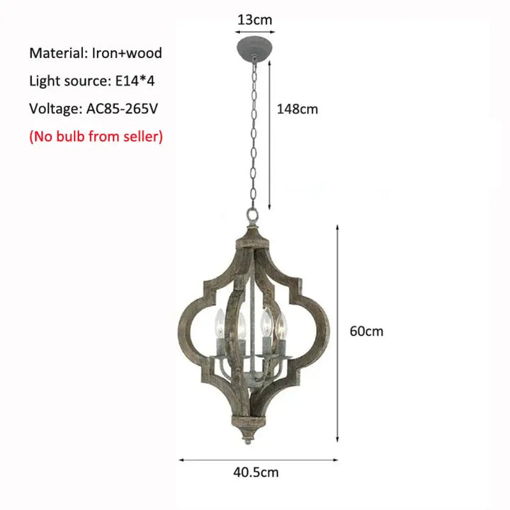 Suspension en bois et métal lanterne style rustique moderne