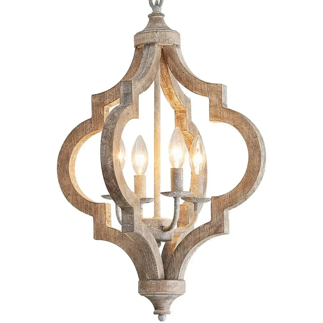 Suspension en bois et métal lanterne style rustique moderne