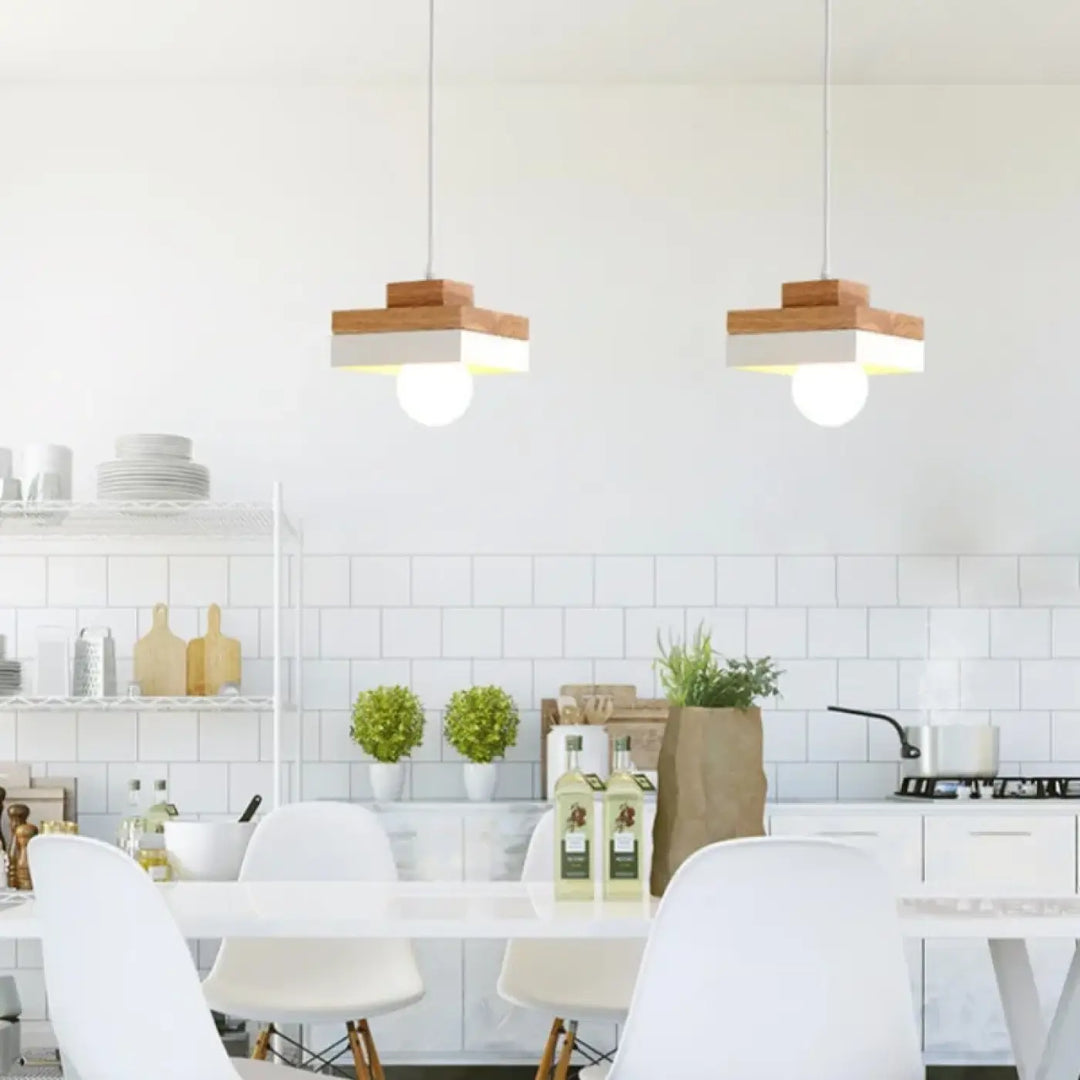 Suspension luminaire en bois minimaliste et scandinave