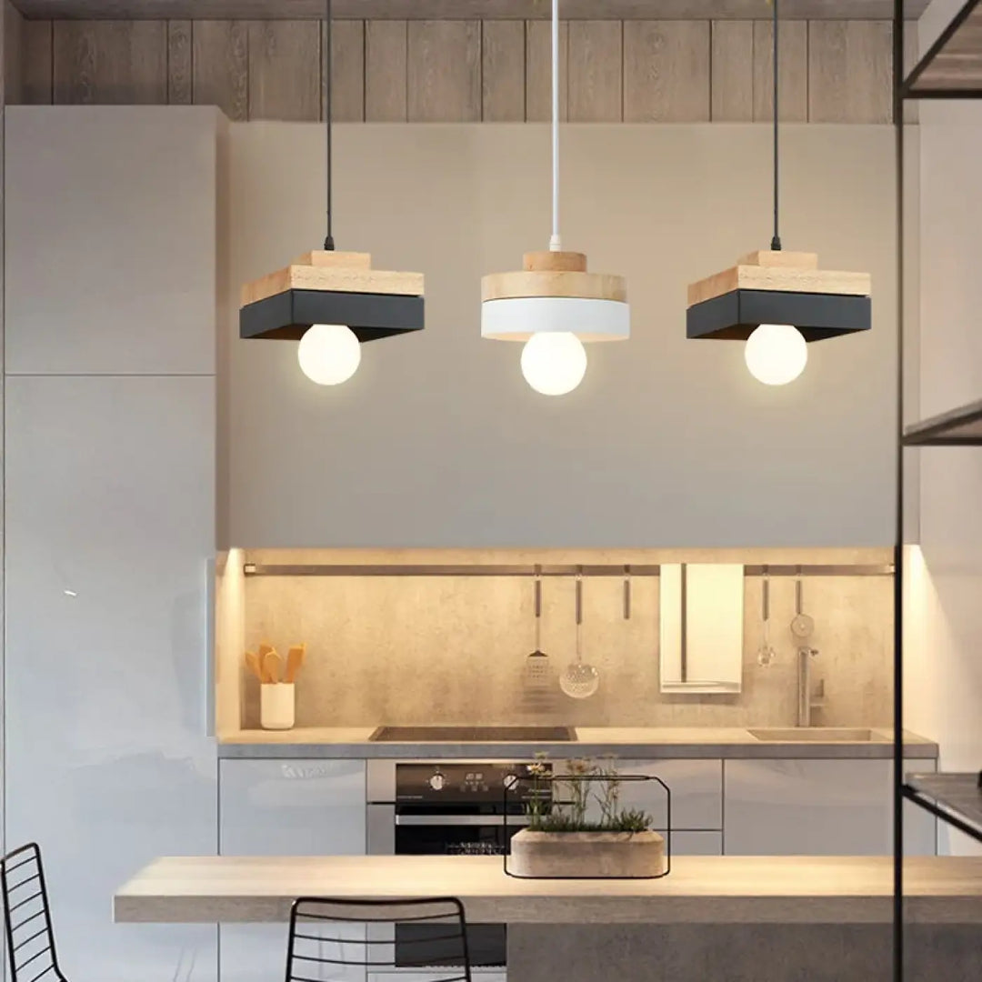Suspension luminaire en bois minimaliste et scandinave