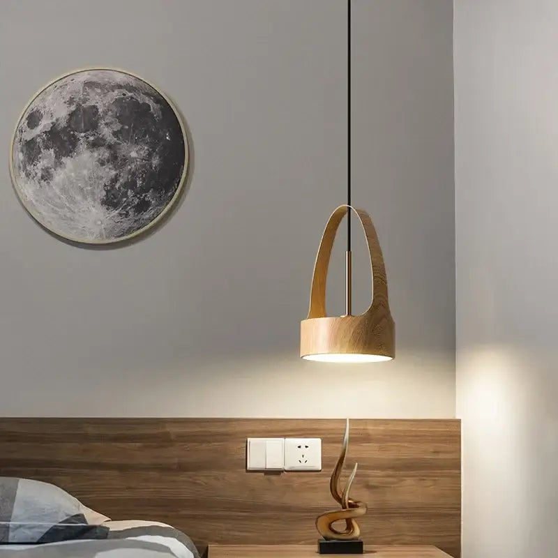 Suspension luminaire bois moderne style minimaliste et naturel