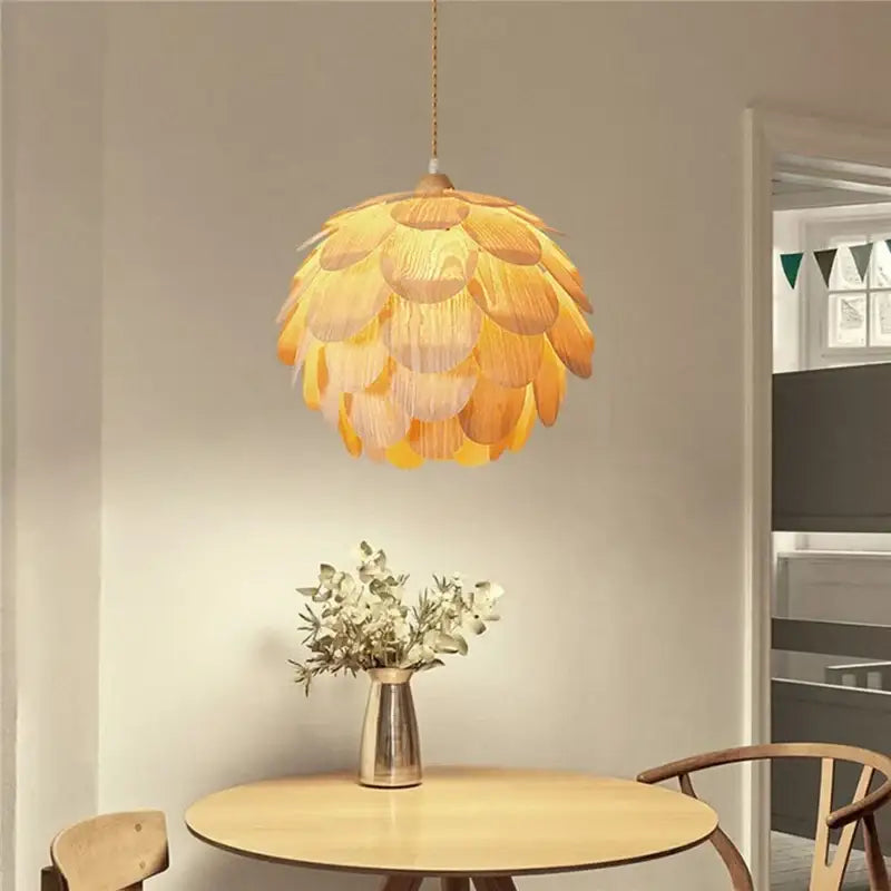 Suspension en bois style design organique beige naturel