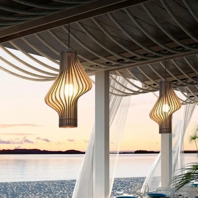 Suspension Luminaire Bois Tressé Moderne Style Contemporain