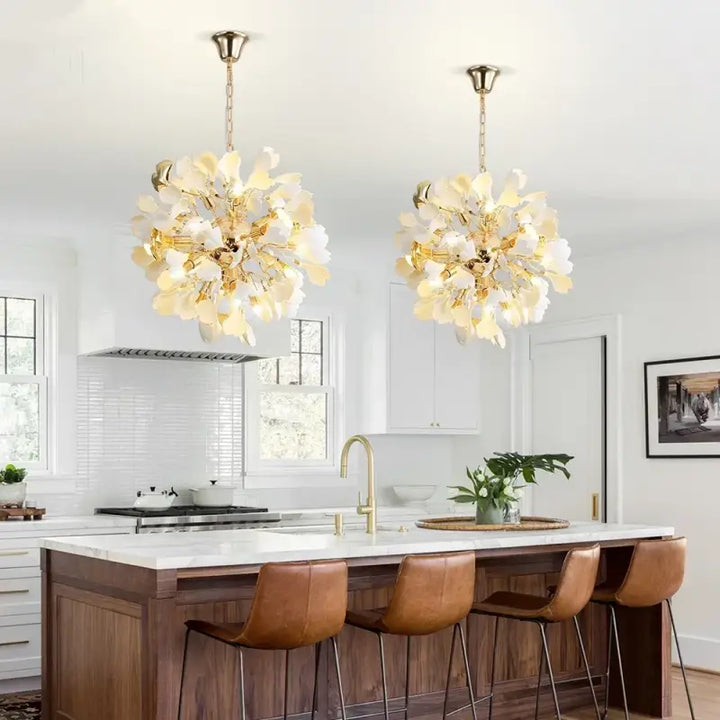 Suspension Luminaire En Boule Avec Des Pétales Design Doré