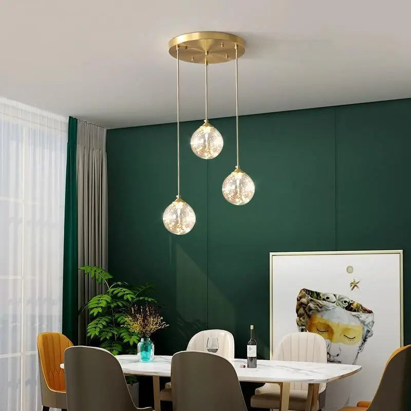 Suspension Luminaire Boule Verre Transparent Doré