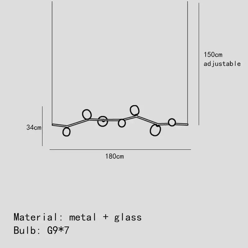 Suspension luminaire branche avec boules blanches moderne
