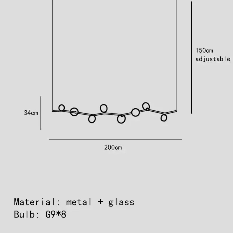 Suspension luminaire branche avec boules blanches moderne
