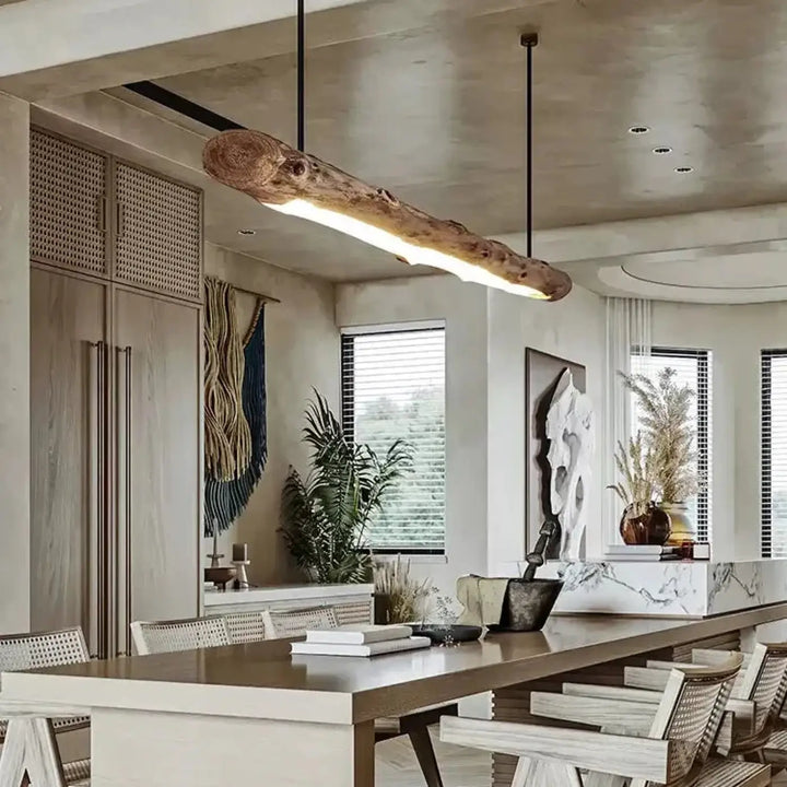 Suspension luminaire en branche naturel design au style bohème
