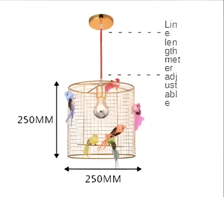 Suspension luminaire cage dorée avec oiseaux décoratifs chic